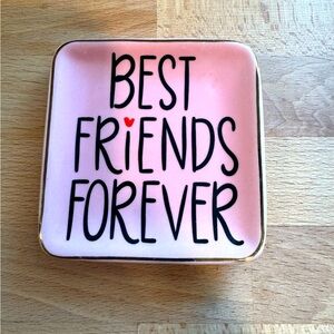 BFF Best Friends Forever Pink Ceramic Ring Dish